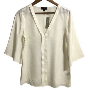 J. Crew 365 Silk Flutter Sleeve V Neck Blouse New Size XS